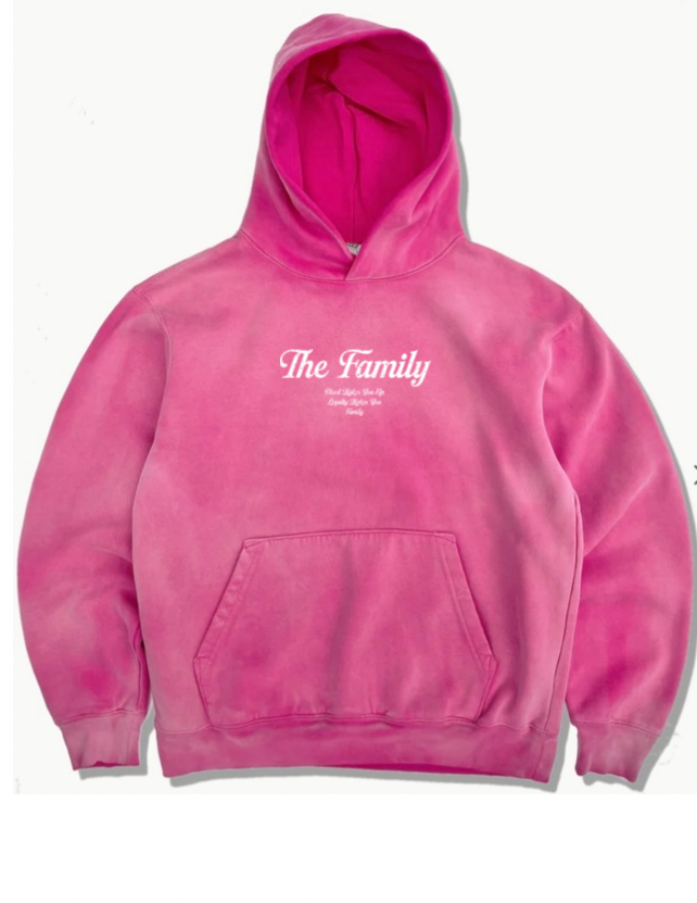 The Family Sunfaded Carmine Rose Hoodie - Unique Vintage Wash