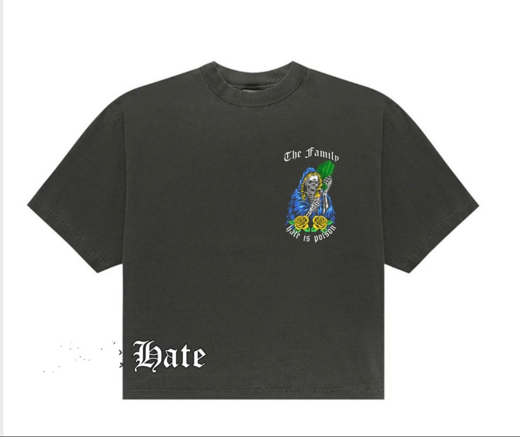 Hate is poison Garment Dyed Shadow Drop Shoulder T-Shirt