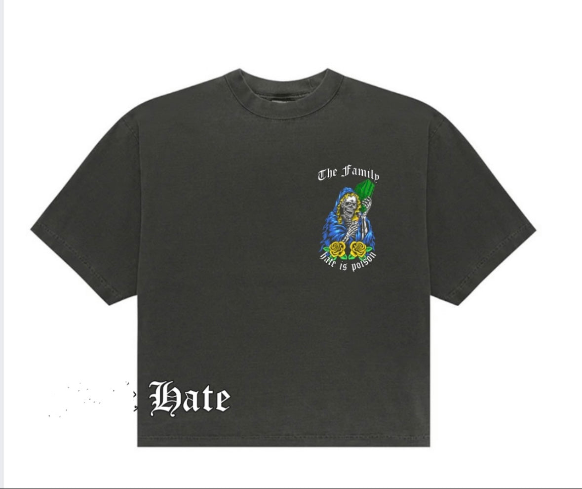 Hate is poison Garment Dyed Shadow Drop Shoulder T-Shirt