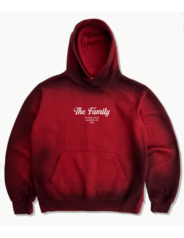 The Family Sunfaded Red Dahlia Hoodie - Unique Vintage Wash