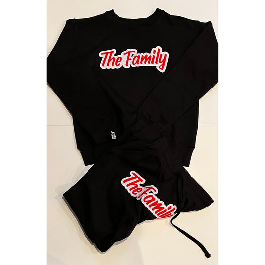Adult unisex The Family chenille font logo soft comfortable crewneck with joggers set