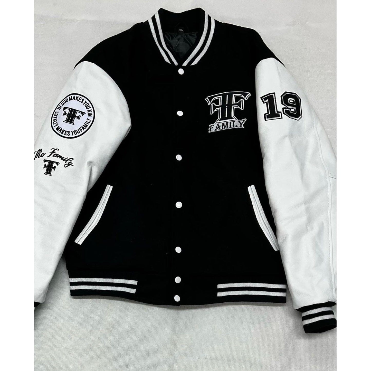 Adult unisex The Family wool with leather sleeves varsity jacket
