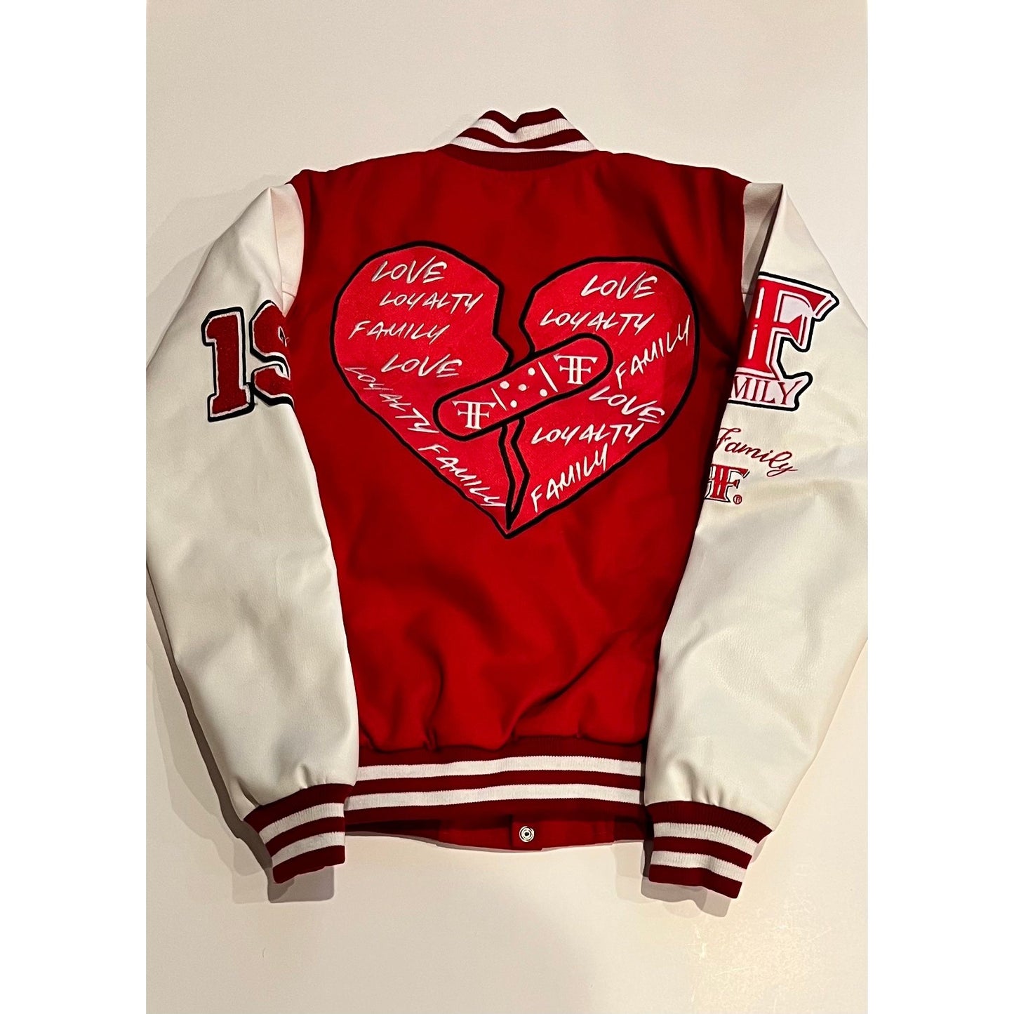 Adult unisex Blood Makes You Kin wool with leather sleeves varsity jacket